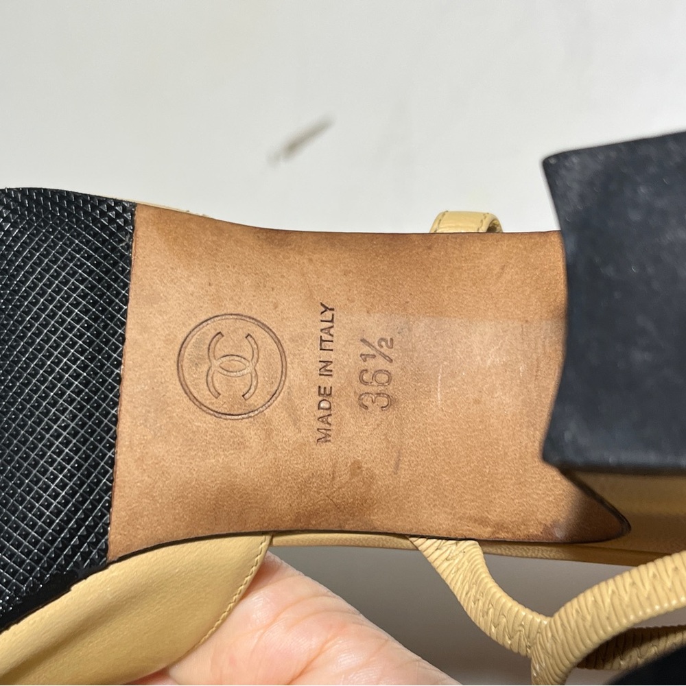CHANEL Beige and Black Heels - Picture 9 of 12